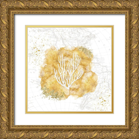 Golden Coral III Gold Ornate Wood Framed Art Print with Double Matting by Pugh, Jennifer