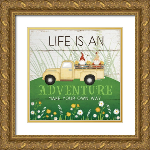 Life is an Adventure Gold Ornate Wood Framed Art Print with Double Matting by Pugh, Jennifer