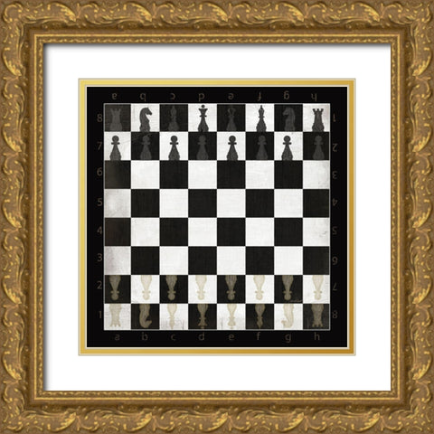 Vintage Chess Board Gold Ornate Wood Framed Art Print with Double Matting by Pugh, Jennifer