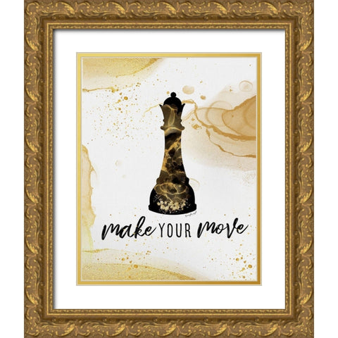 Make Your Move Gold Ornate Wood Framed Art Print with Double Matting by Pugh, Jennifer