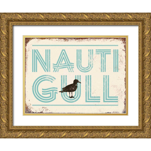 Nauti Gull Gold Ornate Wood Framed Art Print with Double Matting by Brando, JJ