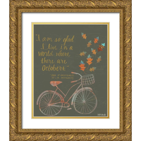 Octobers Gold Ornate Wood Framed Art Print with Double Matting by Doucette, Katie