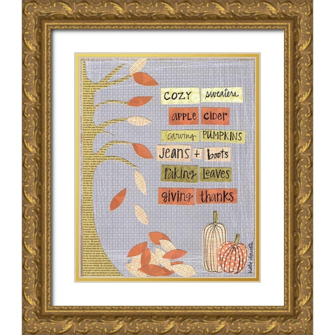 Autumn Words Gold Ornate Wood Framed Art Print with Double Matting by Doucette, Katie