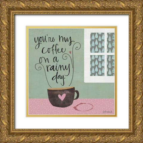 Rainy Day Coffee Gold Ornate Wood Framed Art Print with Double Matting by Doucette, Katie