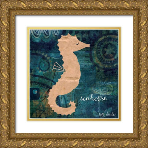 Seahorse Gold Ornate Wood Framed Art Print with Double Matting by Doucette, Katie