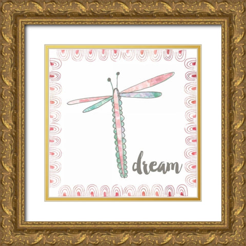 Dragonfly Dream Gold Ornate Wood Framed Art Print with Double Matting by Doucette, Katie