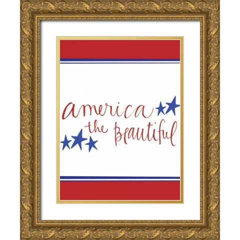 America the Beautiful Gold Ornate Wood Framed Art Print with Double Matting by Doucette, Katie