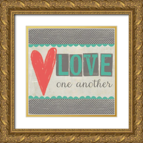 Love One Another Gold Ornate Wood Framed Art Print with Double Matting by Doucette, Katie
