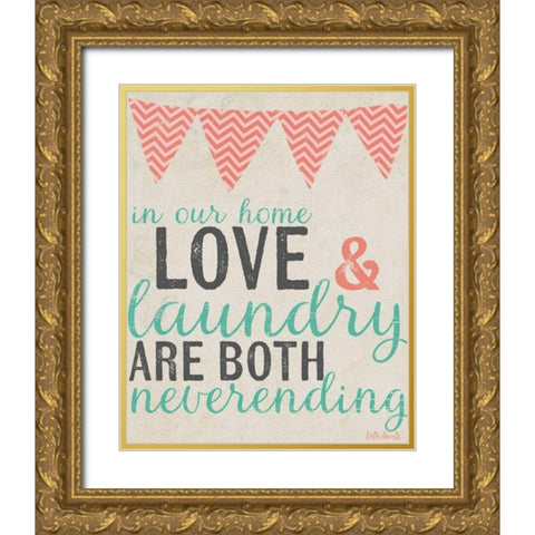 Neverending Laundry Gold Ornate Wood Framed Art Print with Double Matting by Doucette, Katie