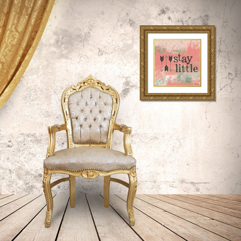 Stay Little - Pink Gold Ornate Wood Framed Art Print with Double Matting by Doucette, Katie