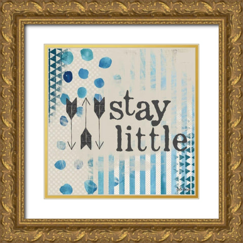 Stay Little - Blue Gold Ornate Wood Framed Art Print with Double Matting by Doucette, Katie