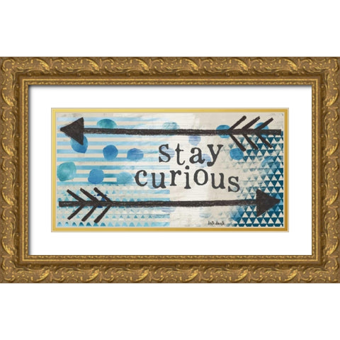 Stay Curious - Blue Gold Ornate Wood Framed Art Print with Double Matting by Doucette, Katie