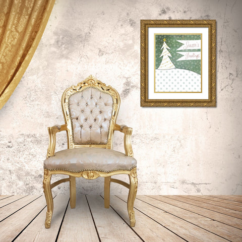 Seasons Greetings Gold Ornate Wood Framed Art Print with Double Matting by Doucette, Katie