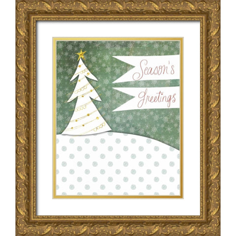 Seasons Greetings Gold Ornate Wood Framed Art Print with Double Matting by Doucette, Katie