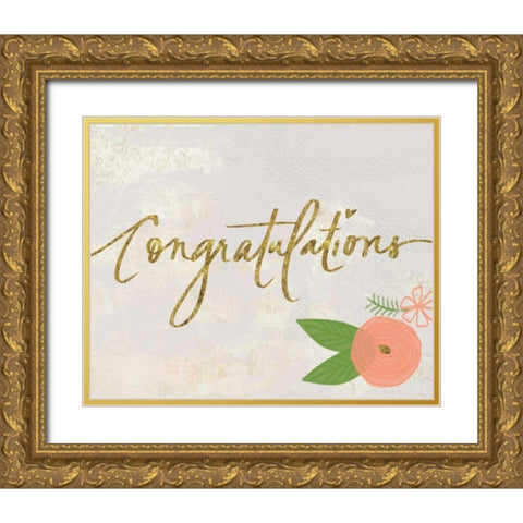 Congratulations Gold Ornate Wood Framed Art Print with Double Matting by Doucette, Katie
