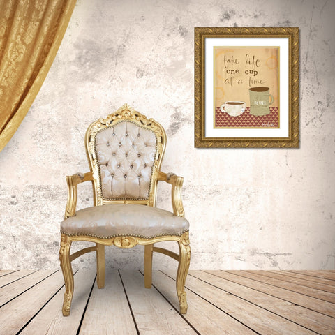 One Cup at a Time Gold Ornate Wood Framed Art Print with Double Matting by Doucette, Katie