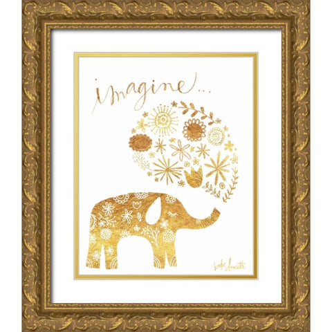 Imagine Elephant Gold Ornate Wood Framed Art Print with Double Matting by Doucette, Katie