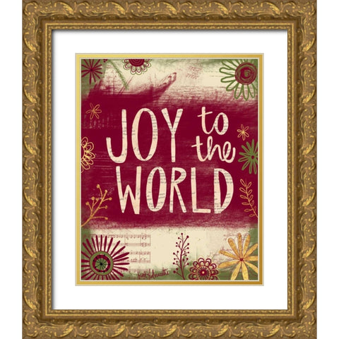 Joy to the World Gold Ornate Wood Framed Art Print with Double Matting by Doucette, Katie