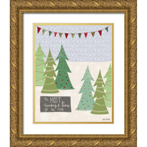 Most Wonderful Time of the Year Gold Ornate Wood Framed Art Print with Double Matting by Doucette, Katie
