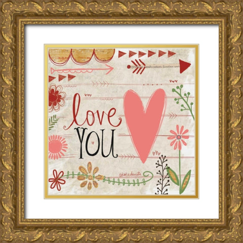Love You Gold Ornate Wood Framed Art Print with Double Matting by Doucette, Katie