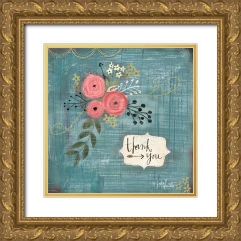 Thank You Bouquet Gold Ornate Wood Framed Art Print with Double Matting by Doucette, Katie