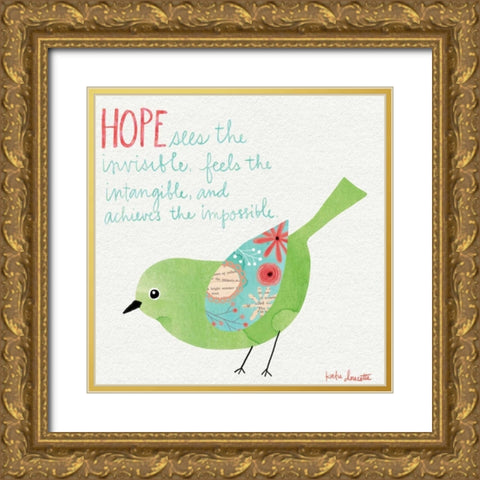 Hope Watercolor Bird Gold Ornate Wood Framed Art Print with Double Matting by Doucette, Katie