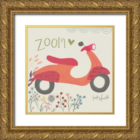 Zoom Scooter Gold Ornate Wood Framed Art Print with Double Matting by Doucette, Katie