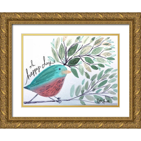 Oh Happy Day Gold Ornate Wood Framed Art Print with Double Matting by Doucette, Katie