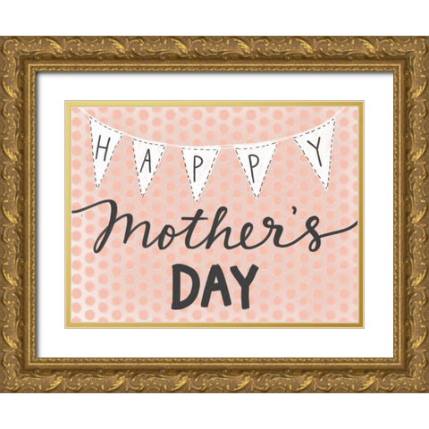 Happy Mothers Day Gold Ornate Wood Framed Art Print with Double Matting by Doucette, Katie