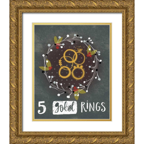 5 Gold Rings Gold Ornate Wood Framed Art Print with Double Matting by Doucette, Katie