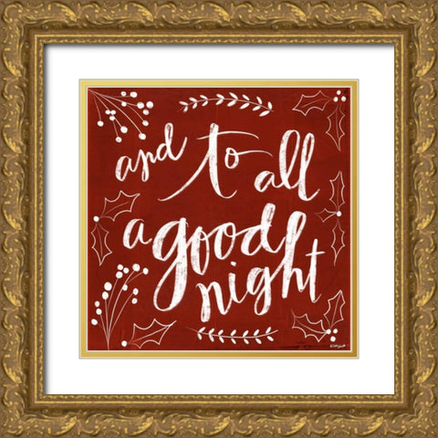 To All a Good Night Gold Ornate Wood Framed Art Print with Double Matting by Doucette, Katie
