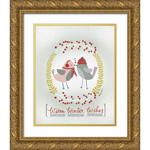 Warm Winter Wishes Gold Ornate Wood Framed Art Print with Double Matting by Doucette, Katie