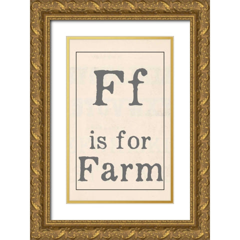 F is for Farm Gold Ornate Wood Framed Art Print with Double Matting by Doucette, Katie