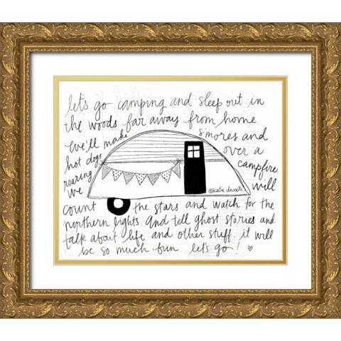 Wordy Camper Gold Ornate Wood Framed Art Print with Double Matting by Doucette, Katie