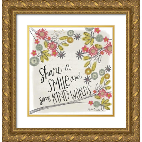 Share a Smile Gold Ornate Wood Framed Art Print with Double Matting by Doucette, Katie