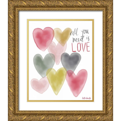 All You Need is Love Gold Ornate Wood Framed Art Print with Double Matting by Doucette, Katie