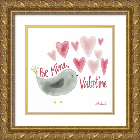 Be My Valentine Gold Ornate Wood Framed Art Print with Double Matting by Doucette, Katie