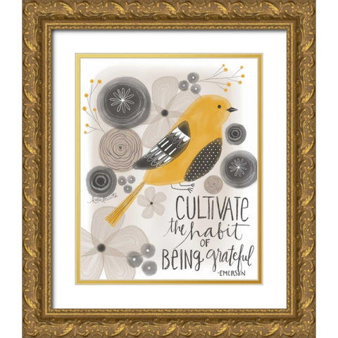 Grateful Emerson Quote Gold Ornate Wood Framed Art Print with Double Matting by Doucette, Katie