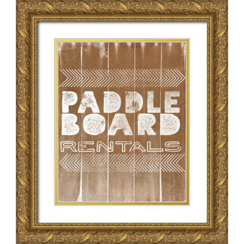 Paddle Board Rentals Gold Ornate Wood Framed Art Print with Double Matting by Doucette, Katie