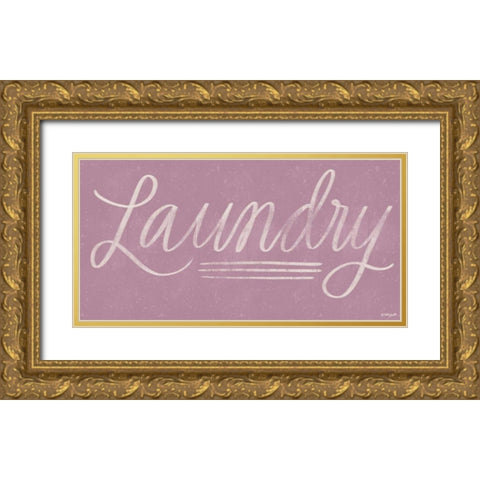 Laundry Chalkboard Gold Ornate Wood Framed Art Print with Double Matting by Doucette, Katie