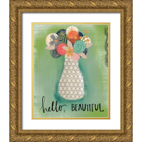 Hello, Beautiful Gold Ornate Wood Framed Art Print with Double Matting by Doucette, Katie