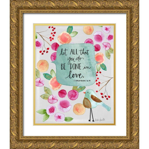 Bluebird Gold Ornate Wood Framed Art Print with Double Matting by Doucette, Katie