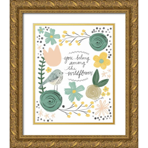 Among the Wildflowers Gold Ornate Wood Framed Art Print with Double Matting by Doucette, Katie
