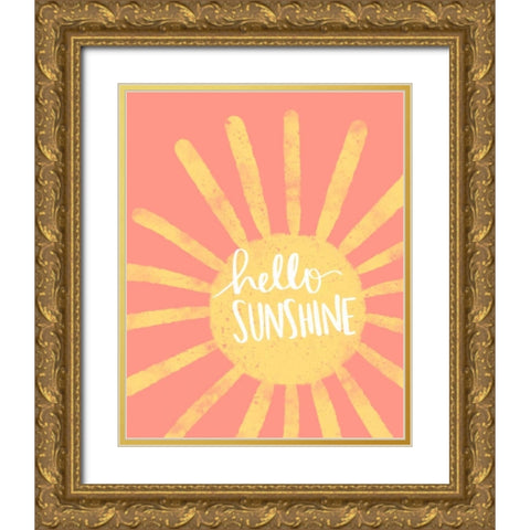 Coral Sunshine Gold Ornate Wood Framed Art Print with Double Matting by Doucette, Katie