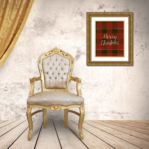 Merry Christmas Gold Ornate Wood Framed Art Print with Double Matting by Doucette, Katie