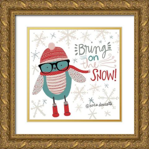 Hip Holiday Bird Gold Ornate Wood Framed Art Print with Double Matting by Doucette, Katie