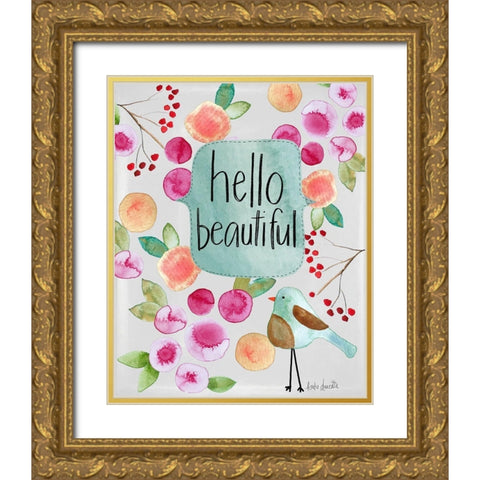 Hello Beautiful I Gold Ornate Wood Framed Art Print with Double Matting by Doucette, Katie