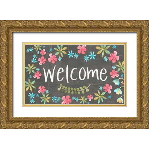 Welcome Gold Ornate Wood Framed Art Print with Double Matting by Doucette, Katie
