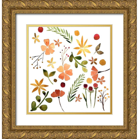 Fall Watercolor II Gold Ornate Wood Framed Art Print with Double Matting by Doucette, Katie