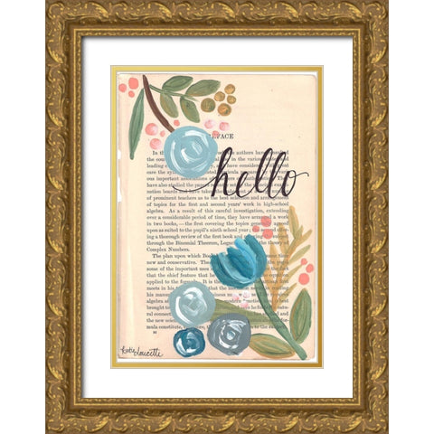 Hello Gold Ornate Wood Framed Art Print with Double Matting by Doucette, Katie